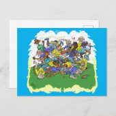 Carte Postale Dessin d'un match de rugby. (Devant / Derrière)