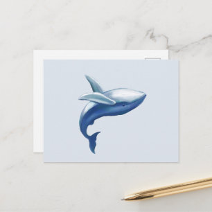 Carte Postale Dessin d'une baleine à bosse mignonne sautant hors