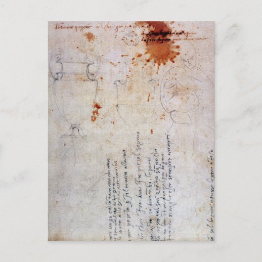 Carte Postale Dessin d'une Urne et figure avec des notes (Devant)