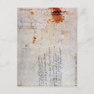 Carte Postale Dessin d'une Urne et figure avec des notes