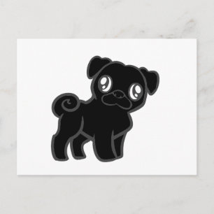 Carte Postale dessin en carlin noir
