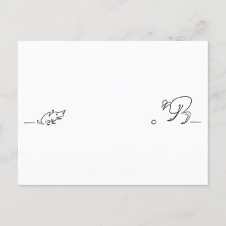 Carte Postale Dessin En Ligne Whimsique D'Un Chien Jouant À Un P