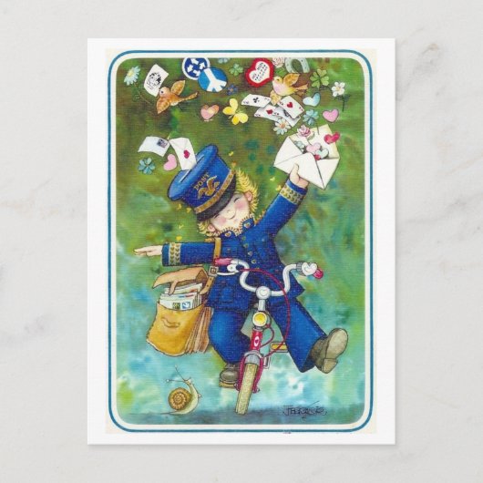 Carte Postale Dessin facteur à vélo (Devant)