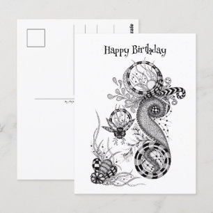 Carte Postale Dessin floral Tangle -