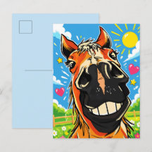 Dessin humoristique de cheval avec un sourire