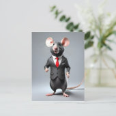 Carte Postale dessin humoristique de souris (Debout devant)