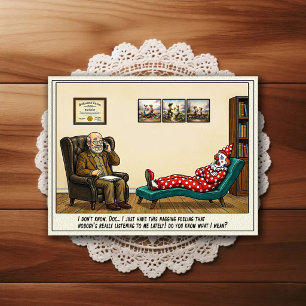 Carte Postale Dessin humoristique sur le cabinet du psychiatre