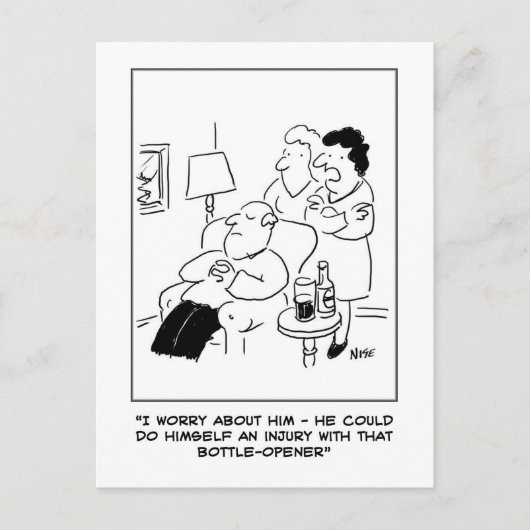 Carte Postale Dessin humoristique sur une blessure causée par un (Devant)
