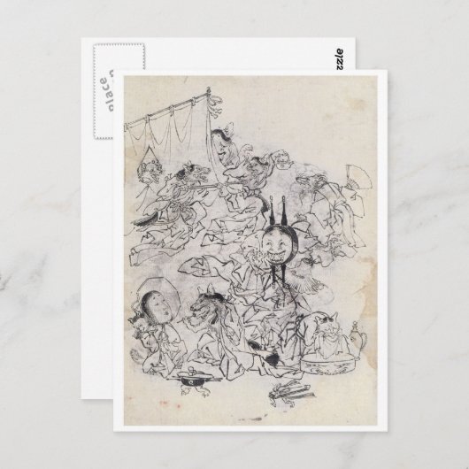 Carte Postale Dessin japonais ancien (Devant / Derrière)