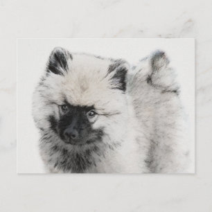 Carte Postale Dessin Keeshond Chiot - Joli dessin original Chien