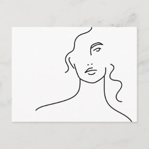 Carte Postale Dessin minimaliste de visage en ligne