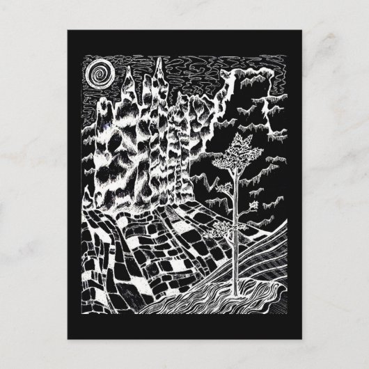 Carte postale Dessin Nature Noir & Blanc (Devant)