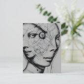 Carte Postale Dessin noir et blanc connecté (Debout devant)