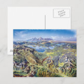 Carte Postale Dessin panoramique de Yellowstone (Devant / Derrière)