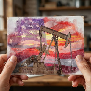 Carte Postale Dessin pastel patriotique de pompe à huile au couc