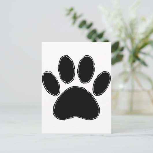 Carte Postale Dessin Paw Chien En Noir (Debout devant)