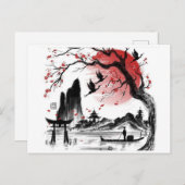 Carte Postale Dessin paysage Japon (Devant / Derrière)