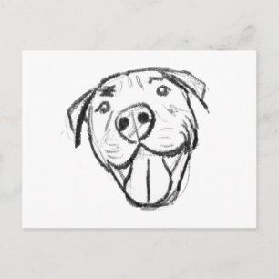 Carte Postale dessin pitbull simple amoureux des chiens noir bla