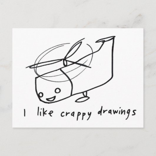 Carte Postale dessin réaliste photo d'un hélicoptère (Devant)