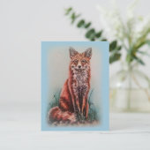 Carte Postale Dessin Red Fox Animal Art Pencil Sketch (Debout devant)