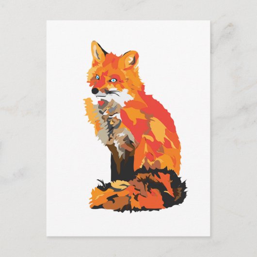 Carte Postale Dessin Renard rouge (Devant)