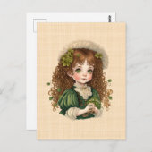Carte Postale Dessin Saint Patrick : Petite fille mignonne (Devant / Derrière)