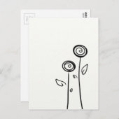 Carte Postale Dessin simple à deux fleurs (Devant / Derrière)