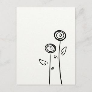 Carte Postale Dessin simple à deux fleurs