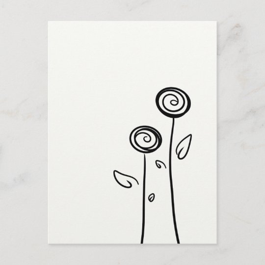 Carte Postale Dessin Simple A Deux Fleurs Zazzle Be