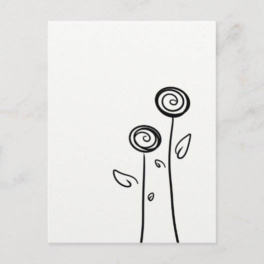 Carte Postale Dessin simple à deux fleurs (Devant)