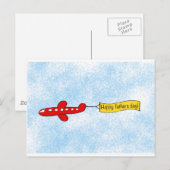 Carte Postale Dessin sur la bannière ciel de l'avion "Happy Fête (Devant / Derrière)