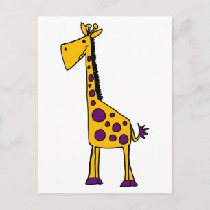 Carte Postale Dessin sur la girafe jaune et violette