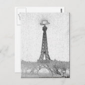 Carte Postale Dessin Tour Eiffel Paris, Texas (Devant / Derrière)