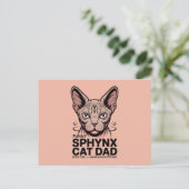 Carte Postale Dessin vectoriel drôle de papa chat Sphynx (Debout devant)