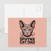 Carte Postale Dessin vectoriel drôle de papa chat Sphynx (Devant / Derrière)