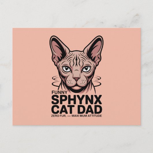 Carte Postale Dessin vectoriel drôle de papa chat Sphynx (Devant)