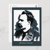 Carte Postale Dessin vectoriel du portrait de Friedrich Nietzsch (Devant / Derrière)