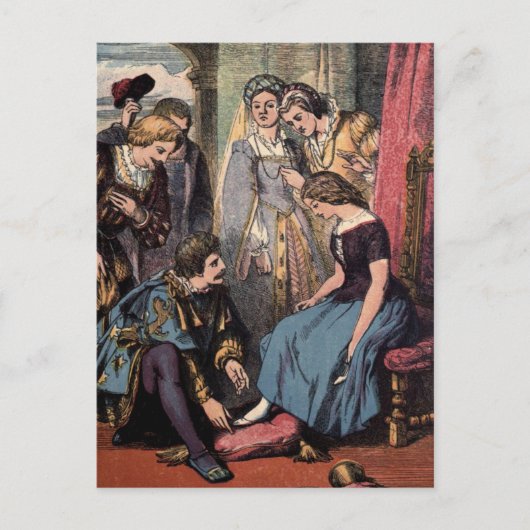 Carte Postale Dessin vintage : Cendrillon et le Prince (Devant)