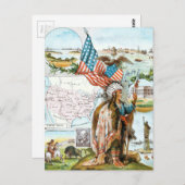 Carte Postale Dessin vintage : Collage USA (Devant / Derrière)