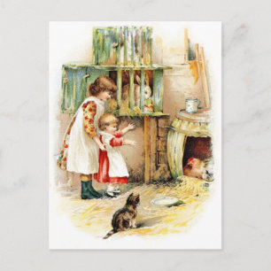 Carte Postale Dessin vintage : Embrayage de lapin