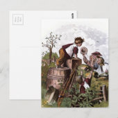 Carte Postale Dessin vintage : Jouer des enfants (Devant / Derrière)