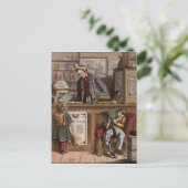 Carte Postale Dessin vintage : La librairie d'antiquités (Debout devant)