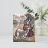 Carte Postale Dessin vintage : Petit agneau de Marie (Debout devant)