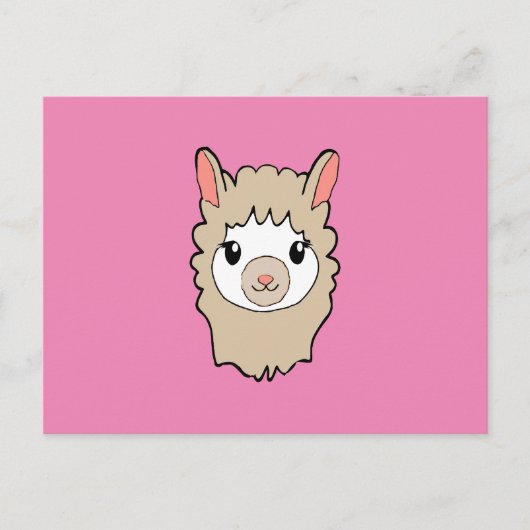 Carte Postale Dessin Visage Llama Rose (Devant)