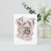 Carte Postale Dessin Yorkshire Terrier (Debout devant)