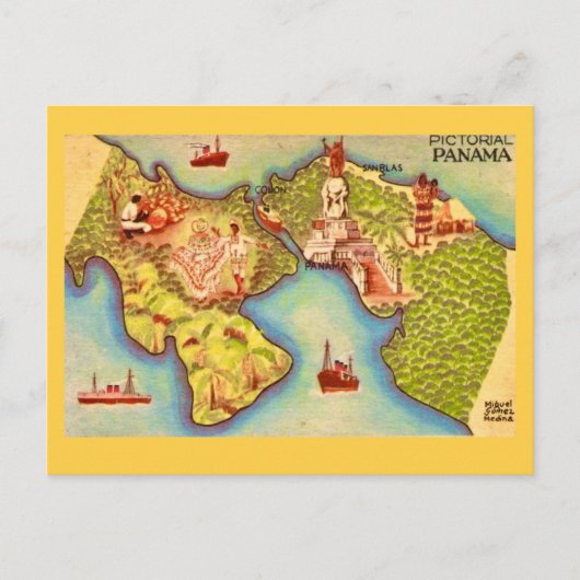 Carte postale dessinée du Panama (Devant)