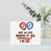Carte Postale dessins amusants pour 69e anniversaire (Debout devant)