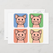 Carte Postale Dessins animés clip art cochons rigolards ! (Devant / Derrière)