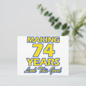 CARTE POSTALE DESSINS D'ANNIVERSAIRE DE 74 ANS (Debout devant)