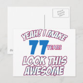 CARTE POSTALE DESSINS D'ANNIVERSAIRE DE 77 ANS (Devant / Derrière)